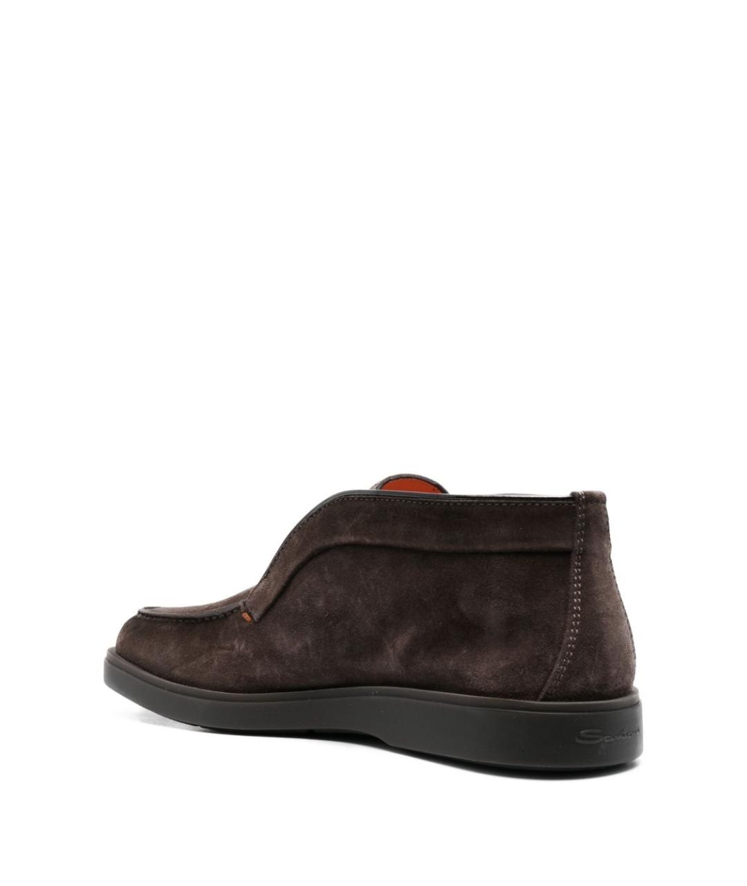 SANTONI Коричневые замшевые низкие ботинки, фото 3