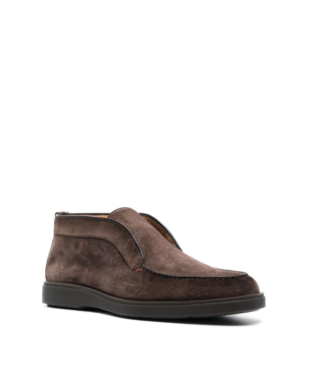 SANTONI Коричневые замшевые низкие ботинки, фото 4