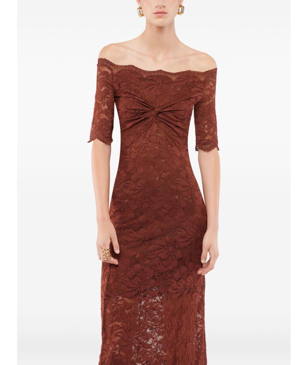 PACO RABANNE Коричневое полиамидовое вечернее платье, фото 4