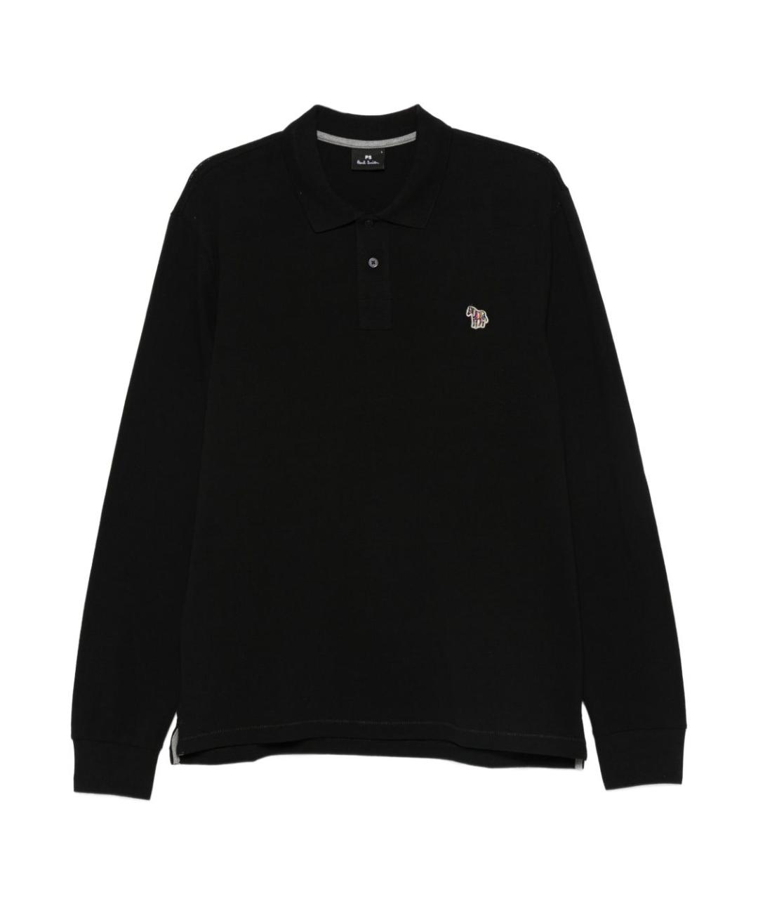 PAUL SMITH Черное хлопковое поло с длинным рукавом, фото 1