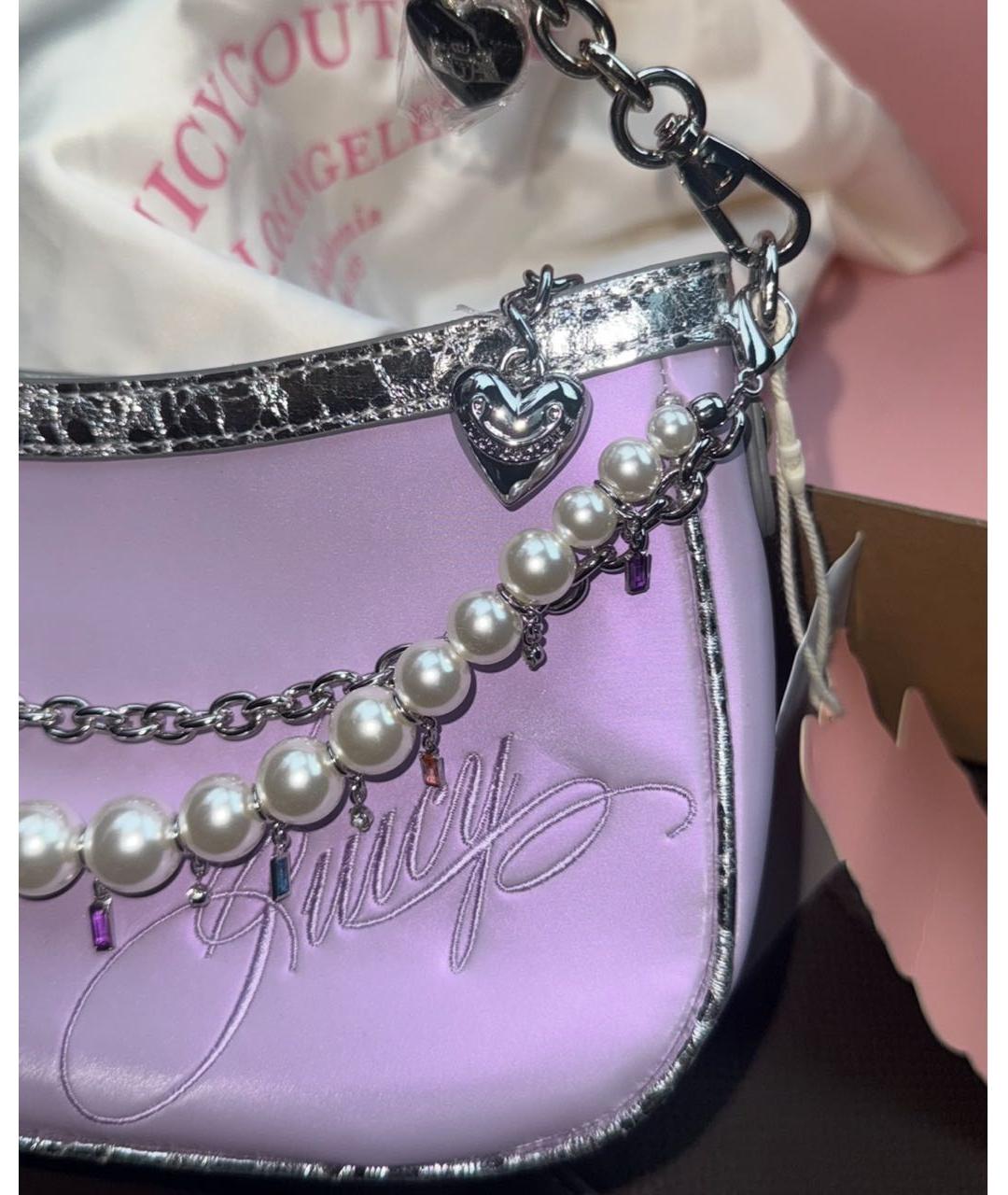 JUICY COUTURE Фиолетовая тканевая сумка с короткими ручками, фото 4