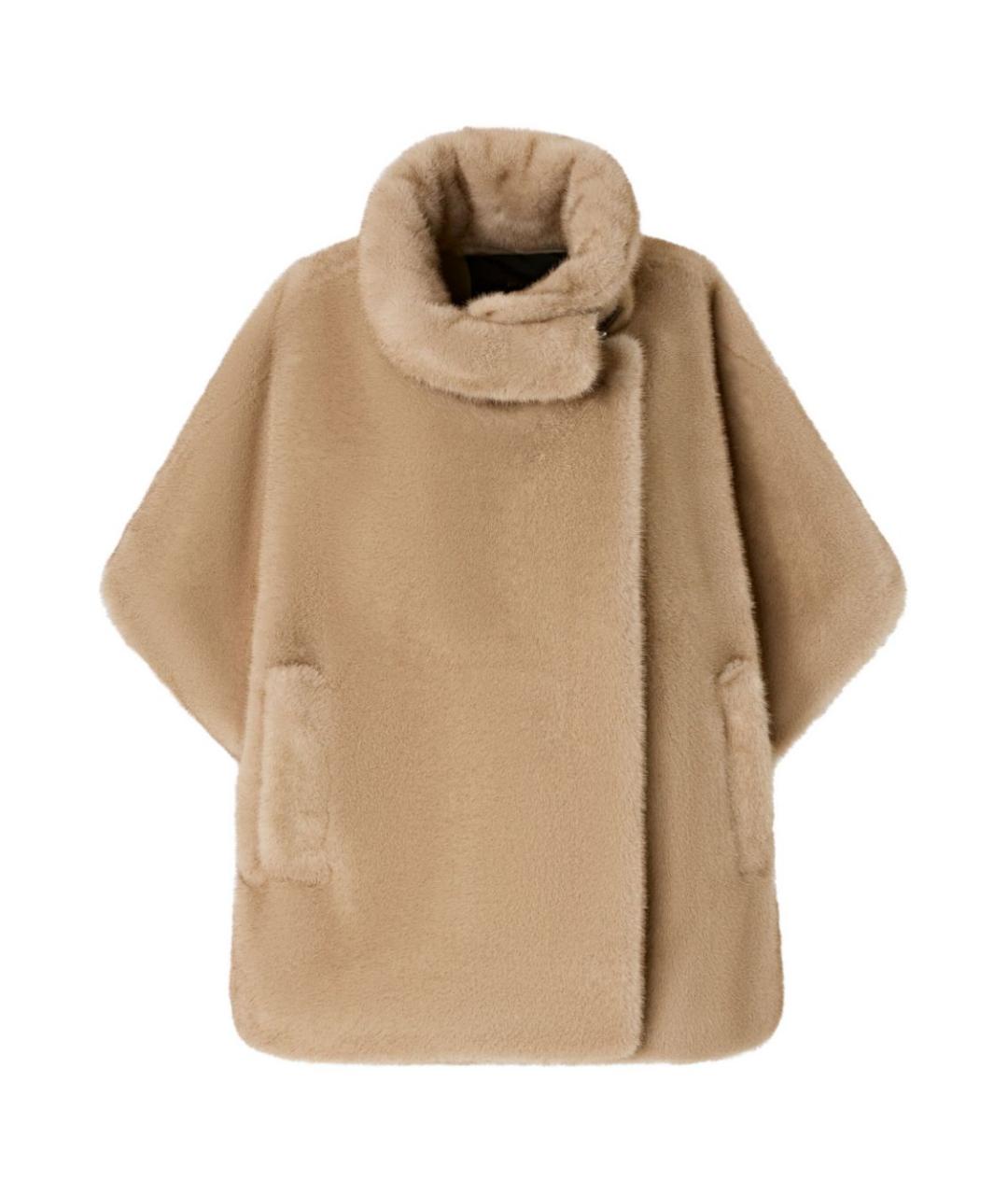 PINKO Бежевая полиэстеровая шуба, фото 1