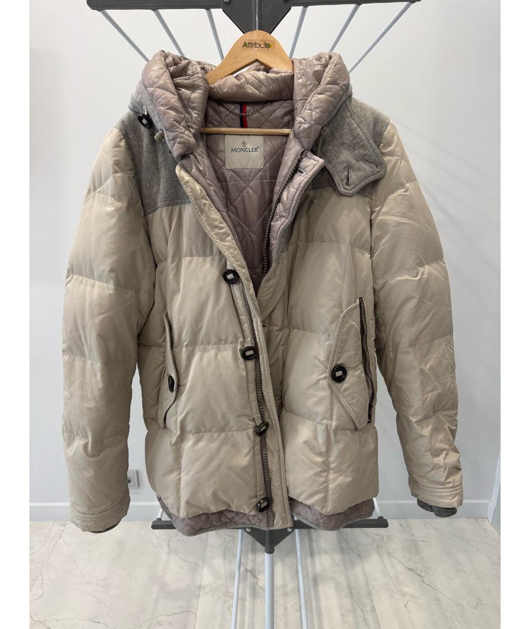 MONCLER Бежевый хлопковый пуховик, фото 9