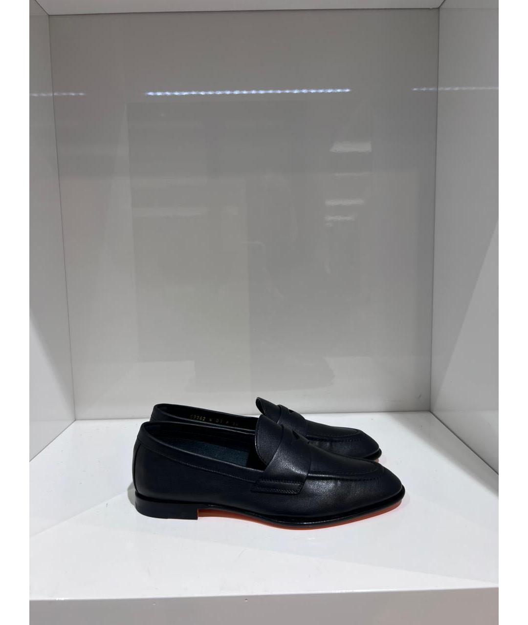 SANTONI Черные кожаные лоферы, фото 4