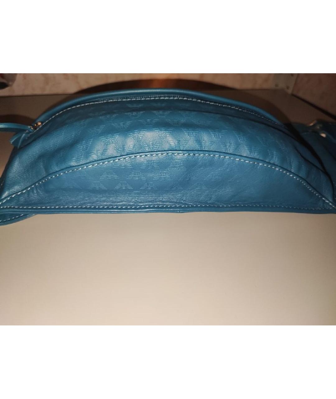 EMPORIO ARMANI Бирюзовая кожаная поясная сумка, фото 2