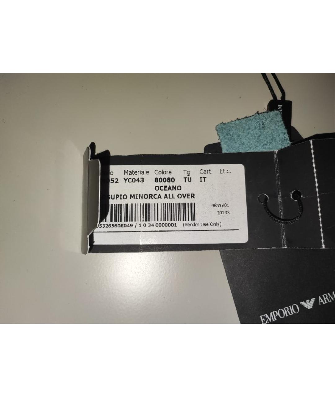 EMPORIO ARMANI Бирюзовая кожаная поясная сумка, фото 9