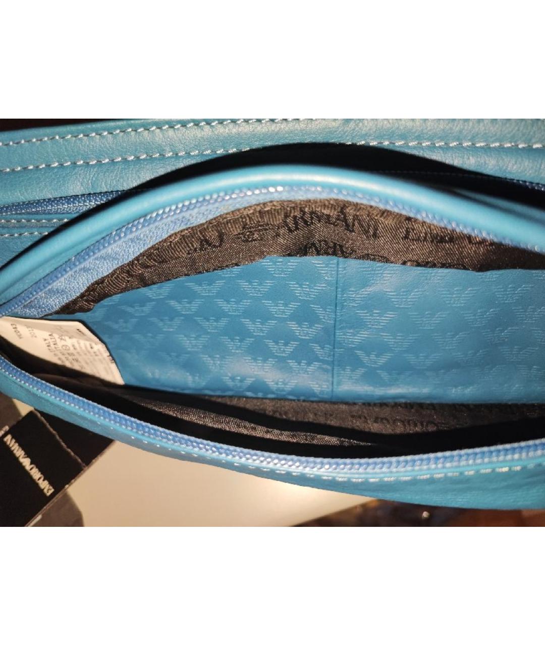 EMPORIO ARMANI Бирюзовая кожаная поясная сумка, фото 6