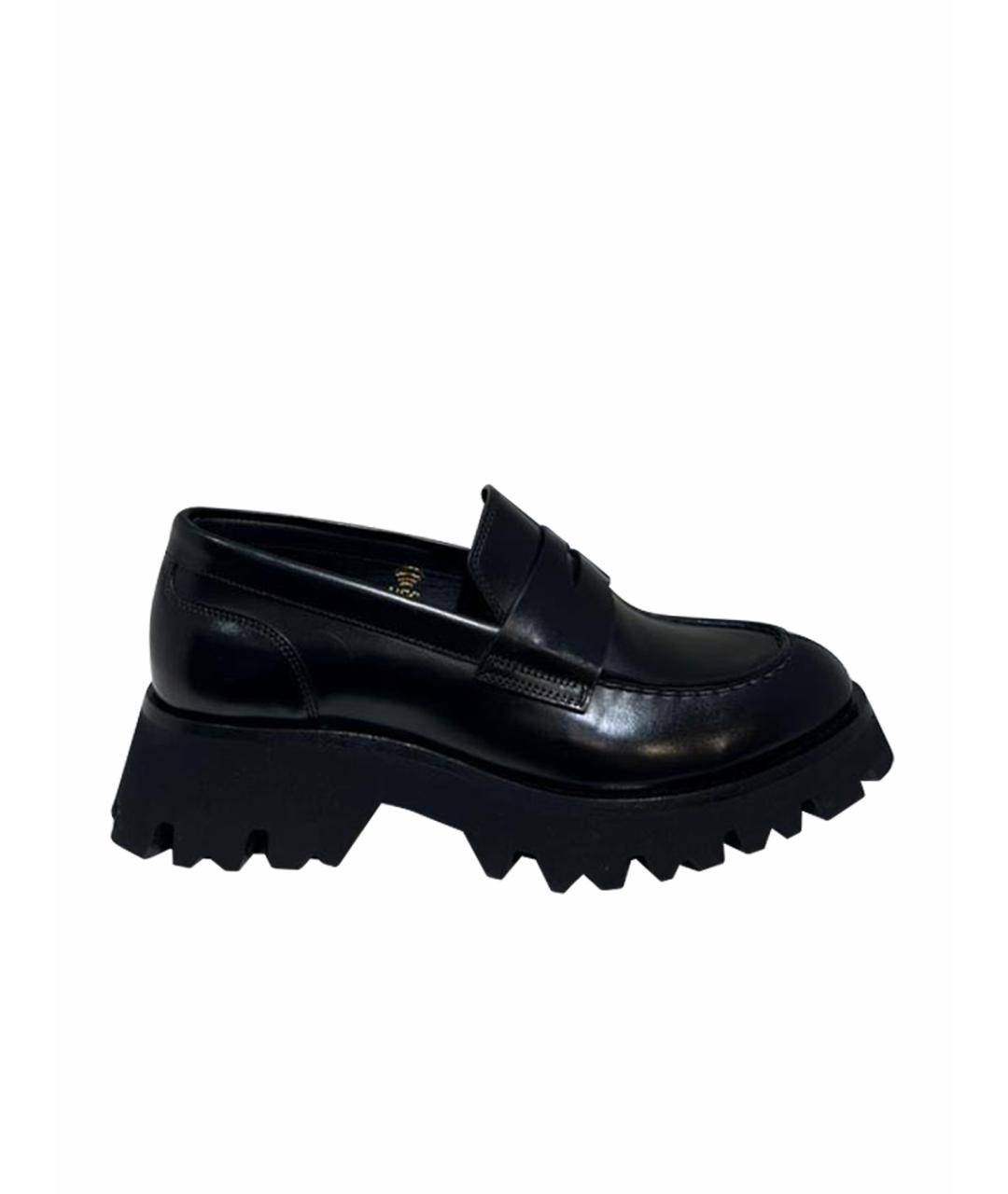 SANTONI Черные кожаные лоферы, фото 1