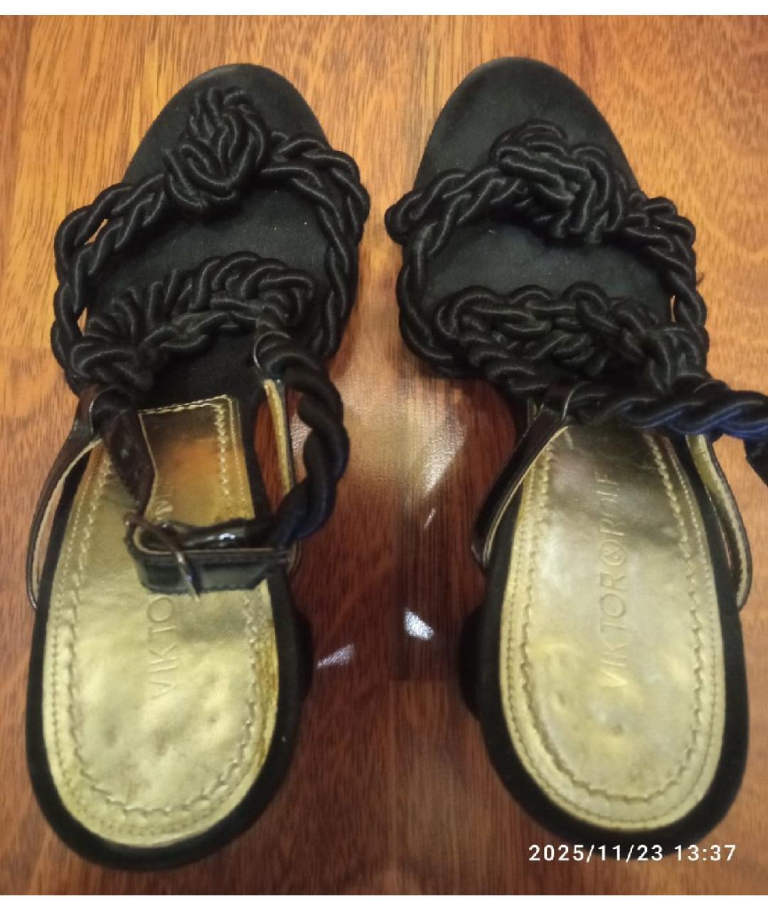 VIKTOR & ROLF Черные текстильные босоножки, фото 3