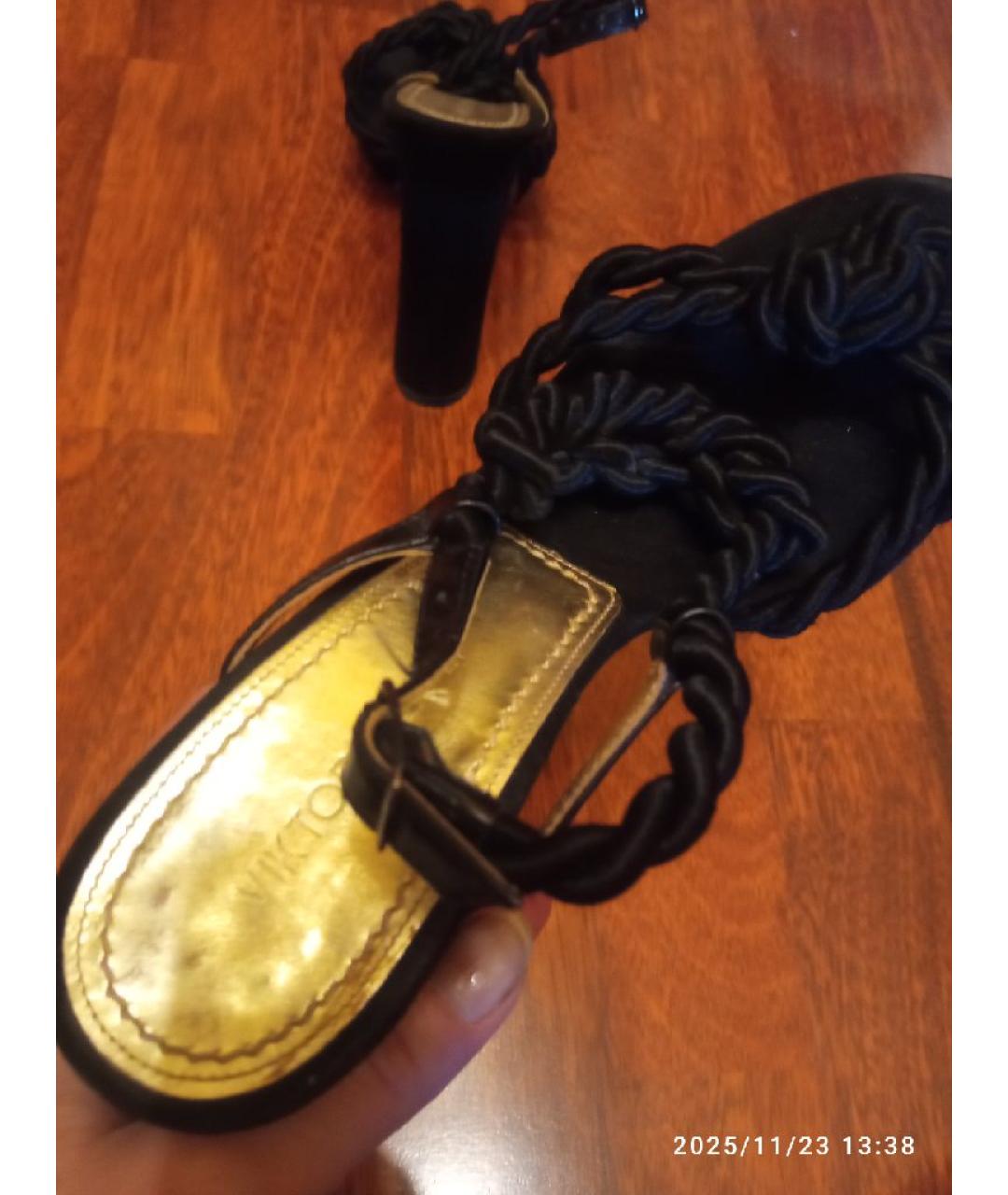 VIKTOR & ROLF Черные текстильные босоножки, фото 5