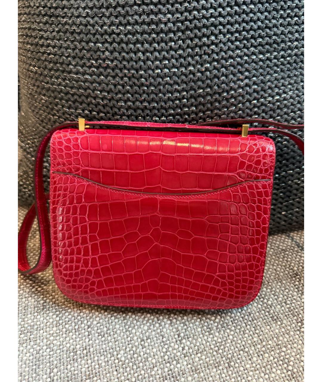 HERMES Красная сумка через плечо из экзотической кожи, фото 5