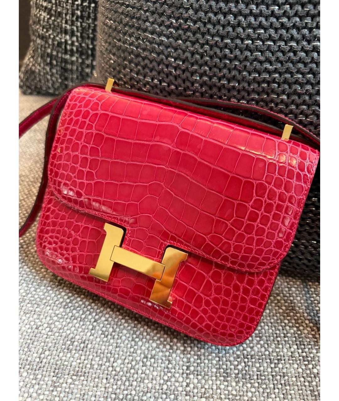 HERMES Красная сумка через плечо из экзотической кожи, фото 2