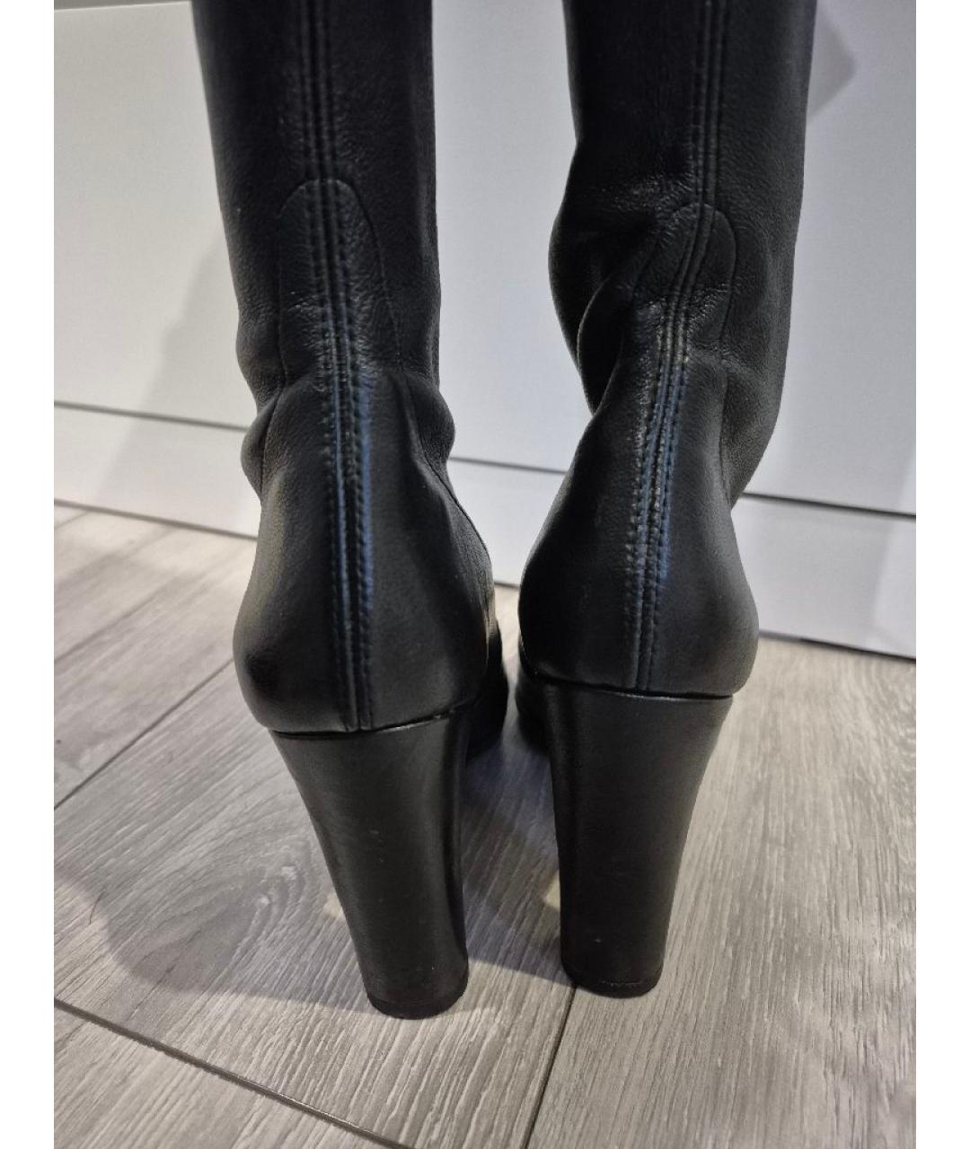 STUART WEITZMAN Черные кожаные ботфорты, фото 4