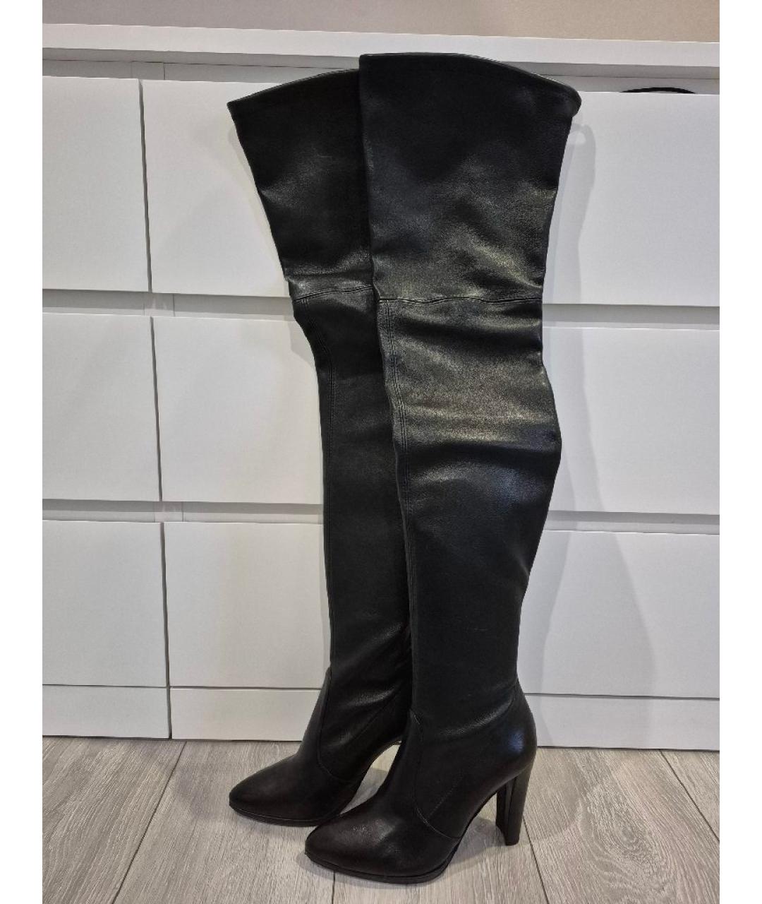 STUART WEITZMAN Черные кожаные ботфорты, фото 9