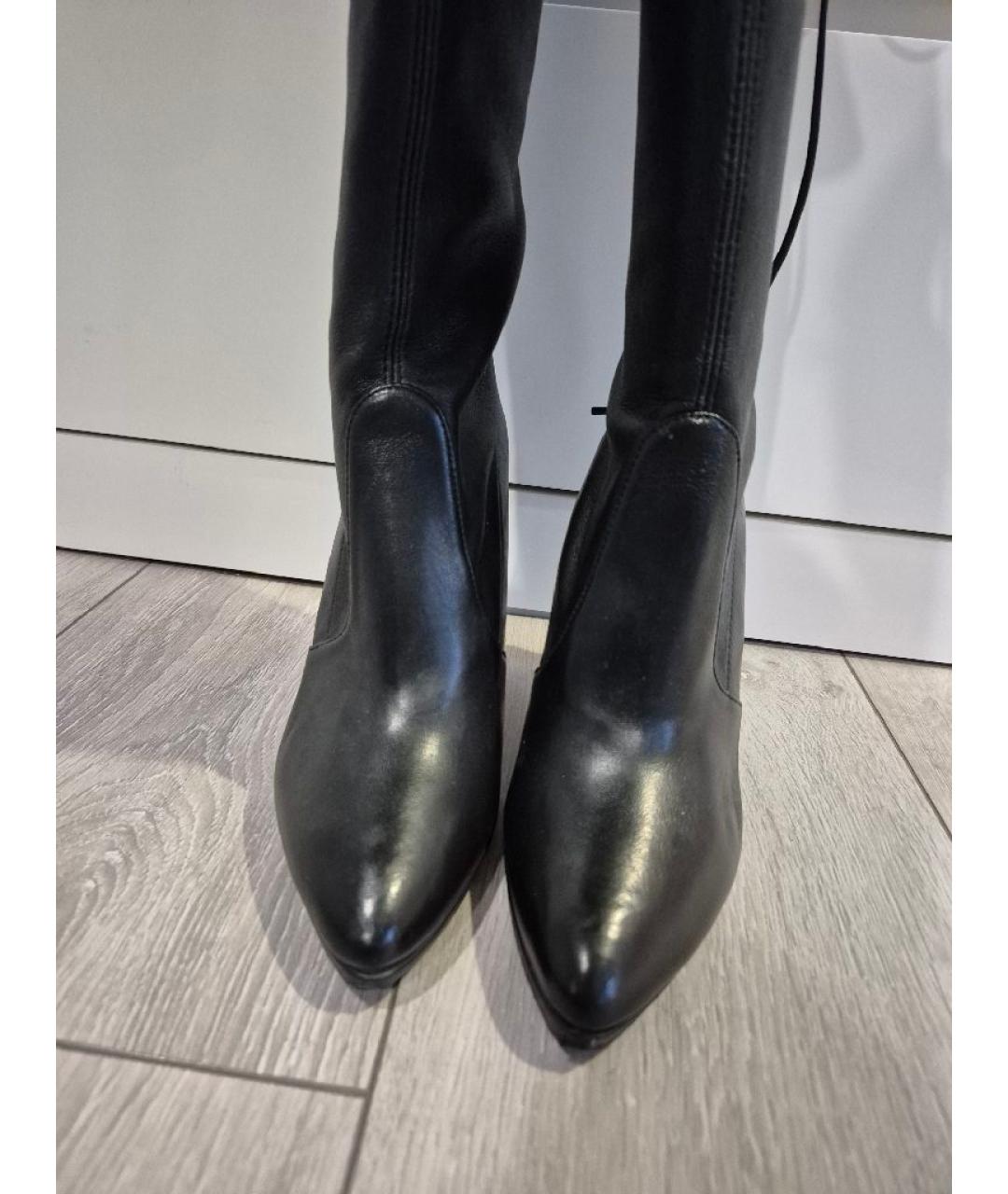 STUART WEITZMAN Черные кожаные ботфорты, фото 2