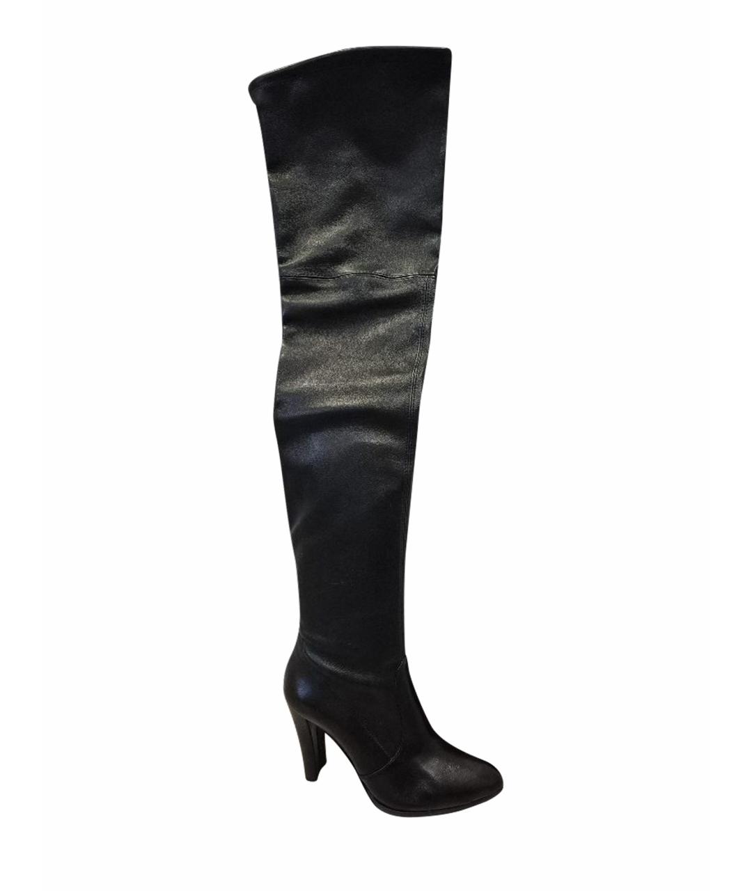STUART WEITZMAN Черные кожаные ботфорты, фото 1