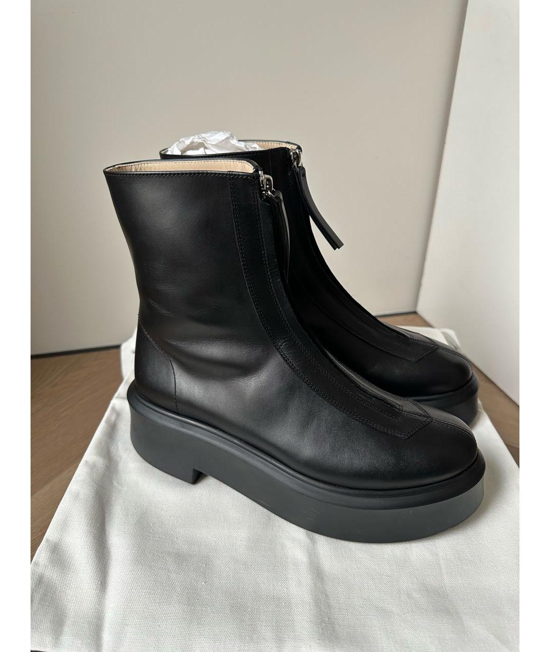 THE ROW Черные кожаные ботинки, фото 7