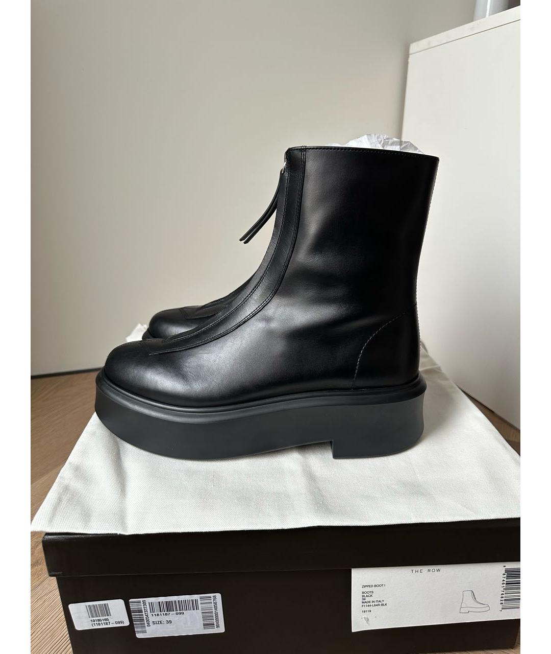 THE ROW Черные кожаные ботинки, фото 6