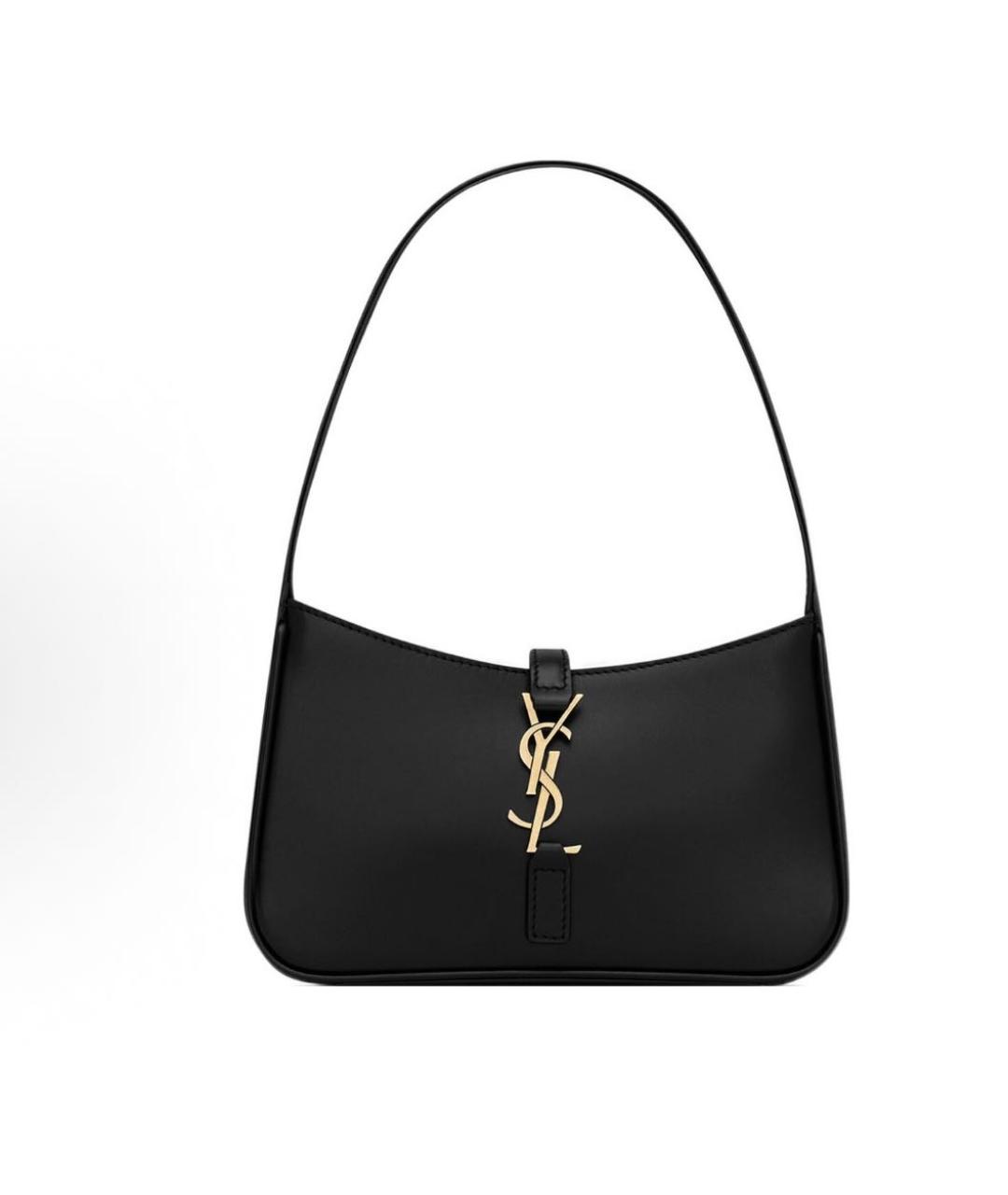 SAINT LAURENT Черная кожаная сумка с короткими ручками, фото 7