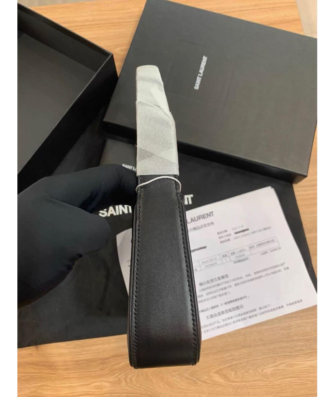 SAINT LAURENT Черная кожаная сумка с короткими ручками, фото 5
