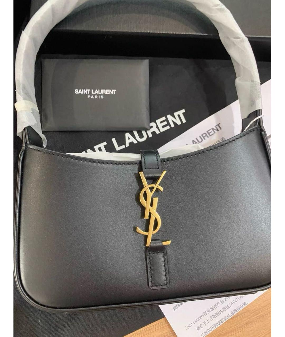 SAINT LAURENT Черная кожаная сумка с короткими ручками, фото 4