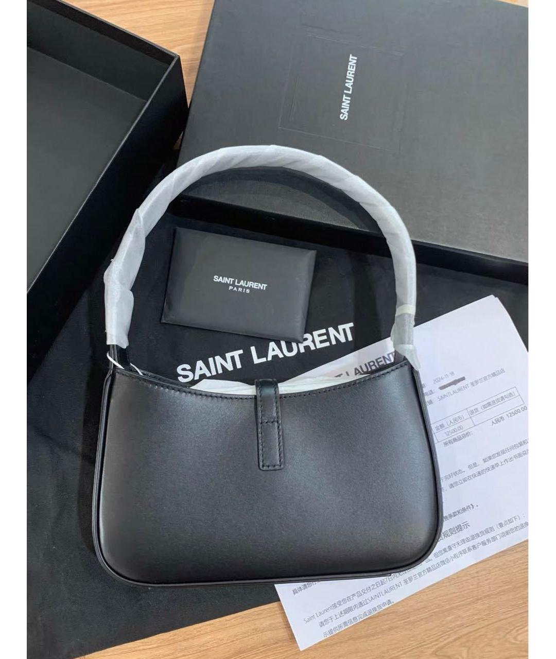 SAINT LAURENT Черная кожаная сумка с короткими ручками, фото 3