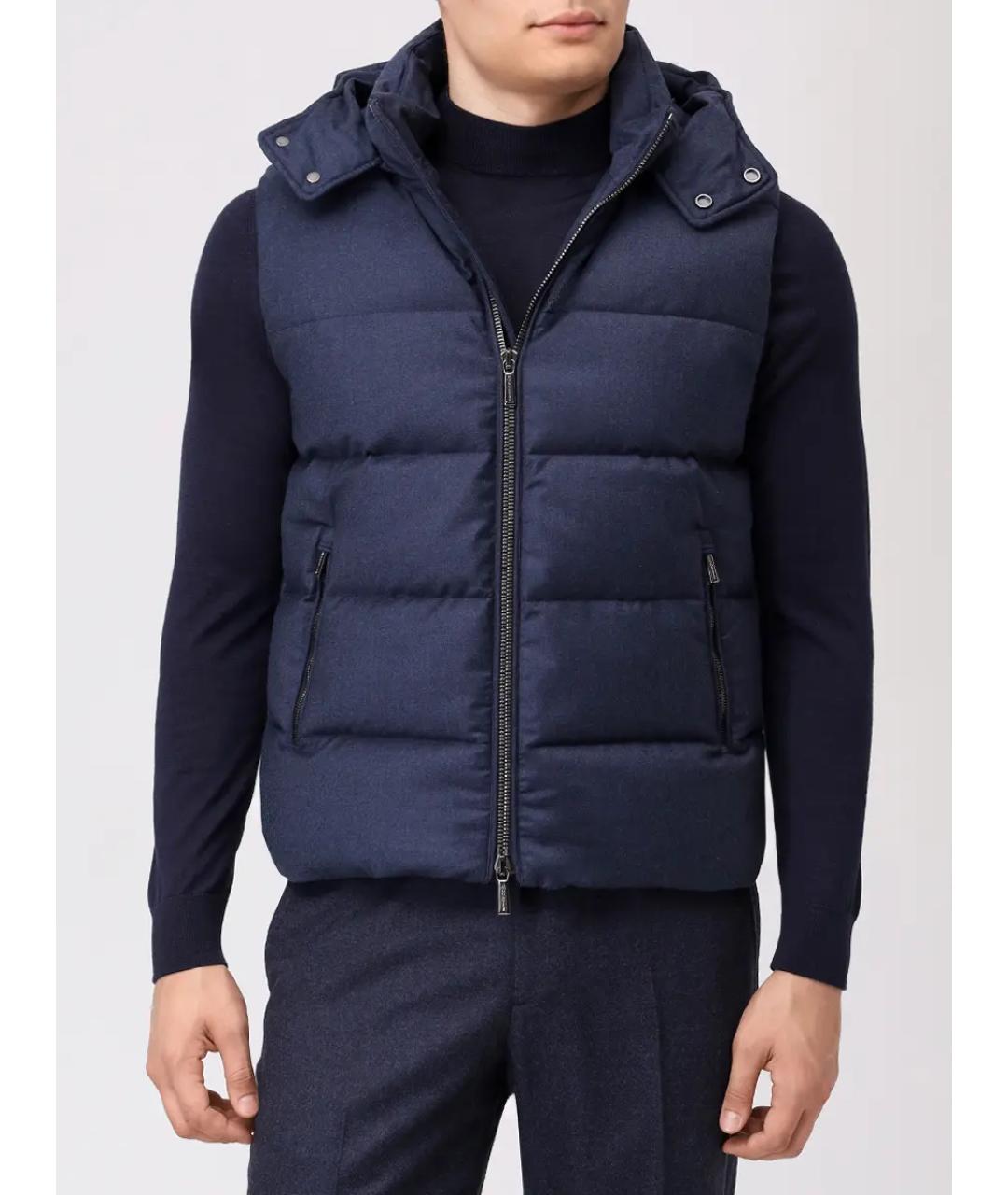 MOORER Синий шерстяной жилет, фото 4