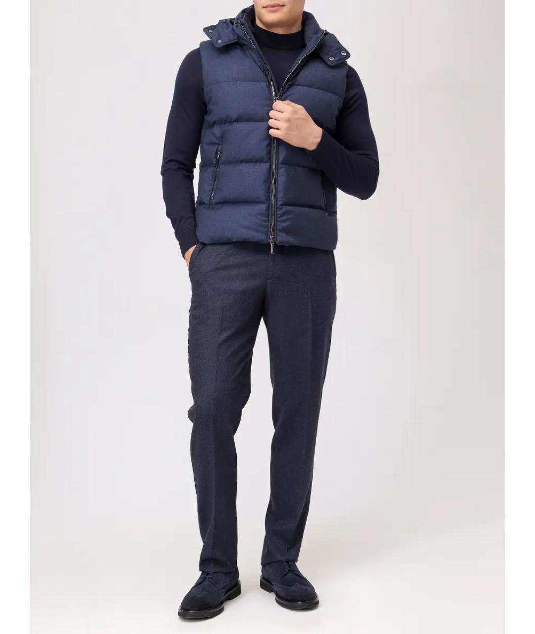 MOORER Синий шерстяной жилет, фото 2