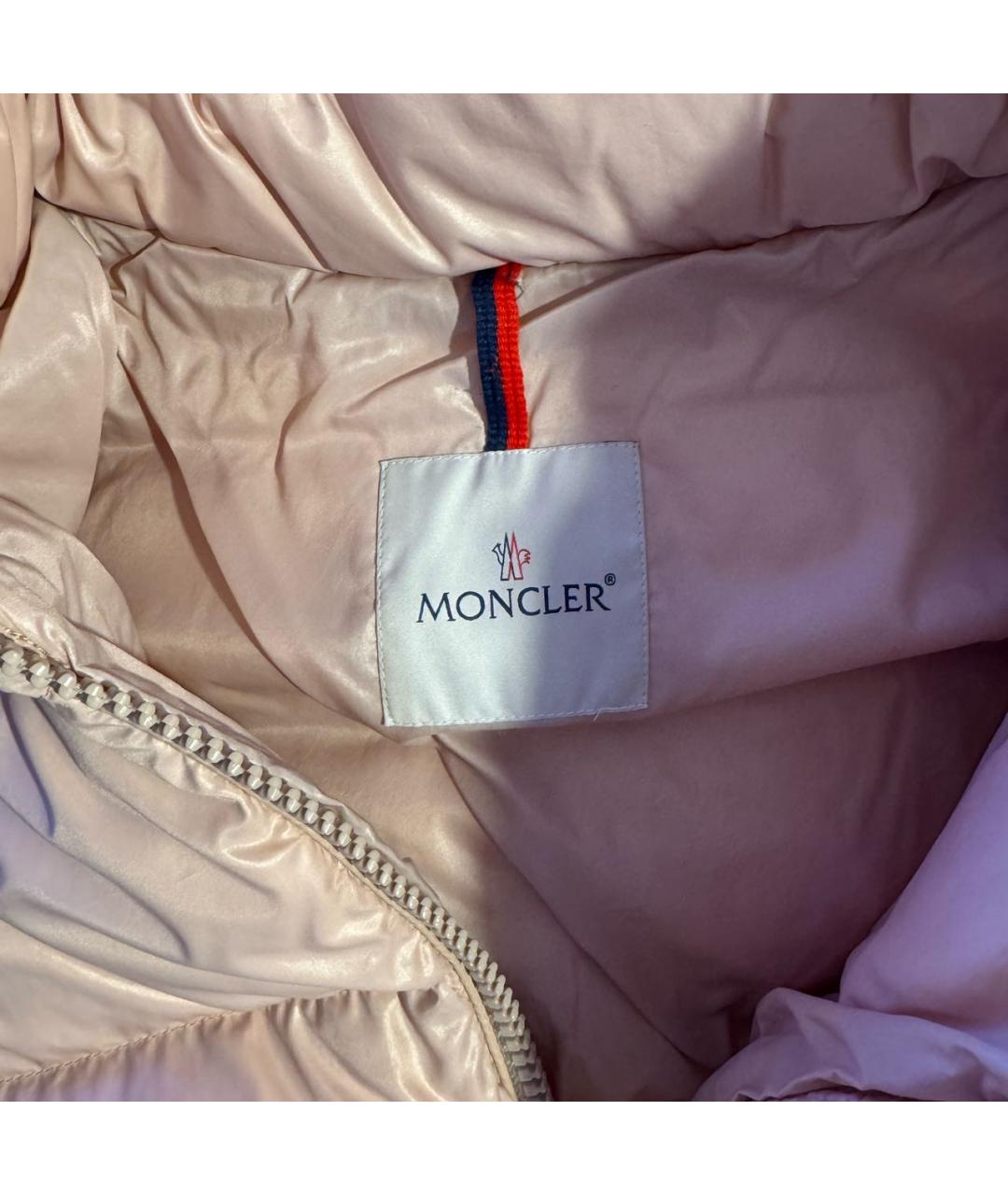 MONCLER Розовый полиамидовый пуховик, фото 3