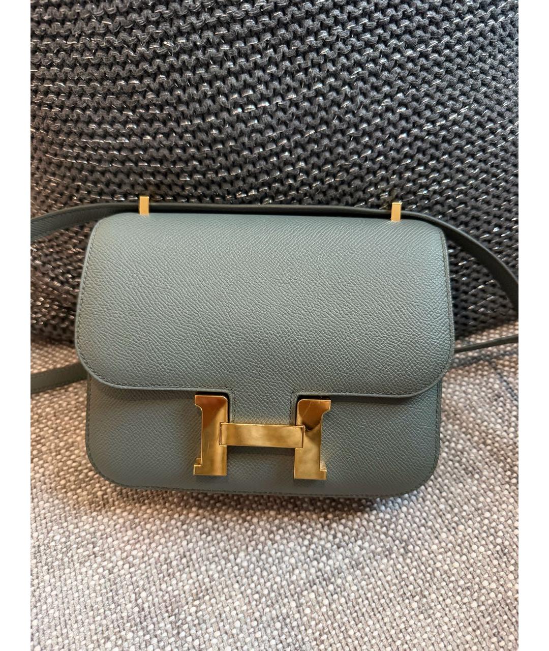 HERMES Хаки кожаная сумка через плечо, фото 7