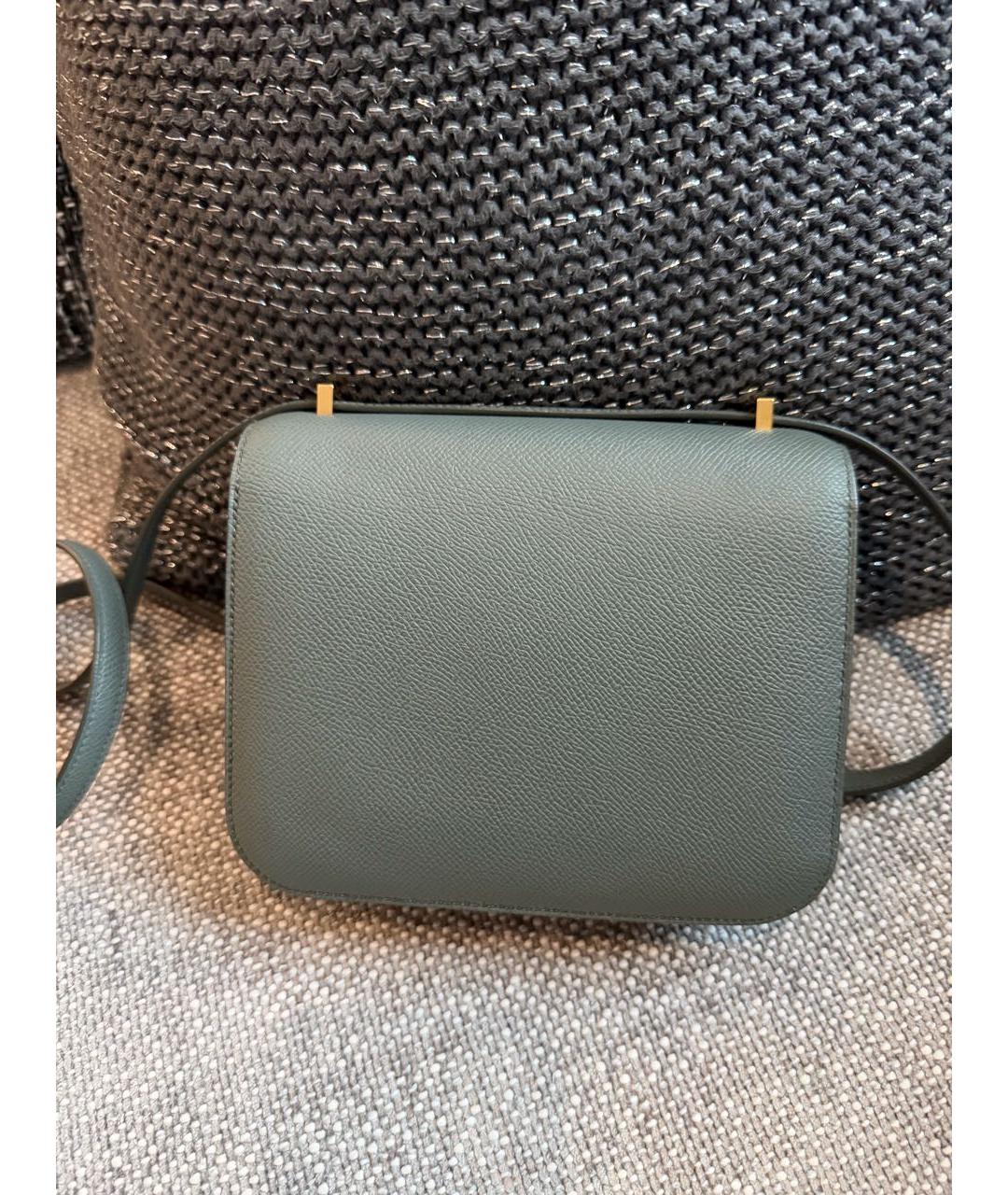 HERMES Хаки кожаная сумка через плечо, фото 4