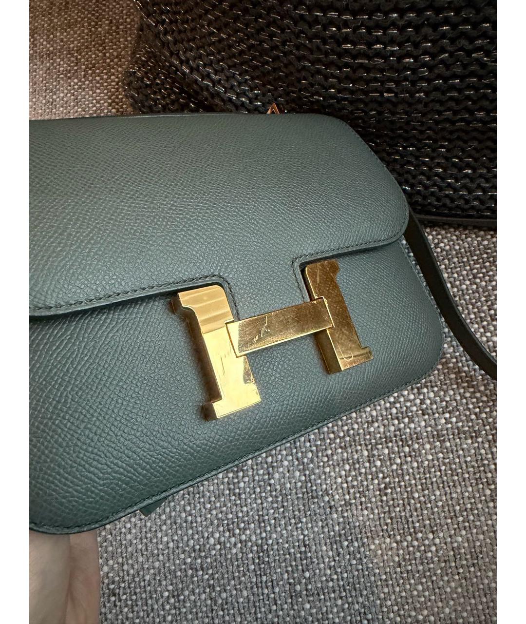 HERMES Хаки кожаная сумка через плечо, фото 2