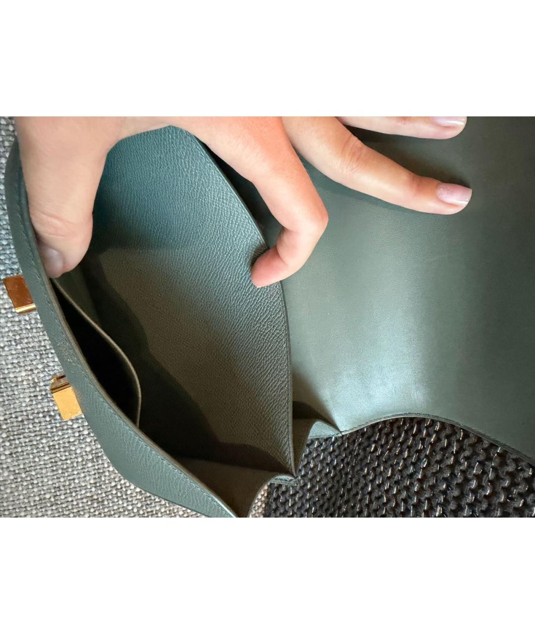 HERMES Хаки кожаная сумка через плечо, фото 6