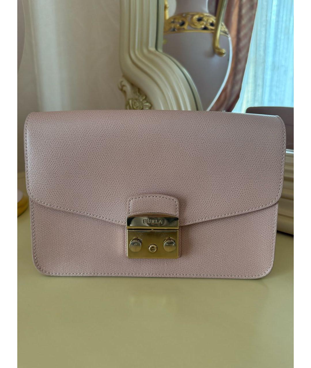 FURLA Розовая кожаная сумка через плечо, фото 5