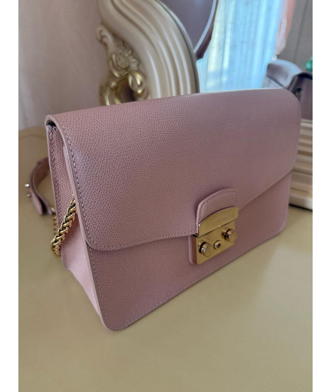 FURLA Розовая кожаная сумка через плечо, фото 2