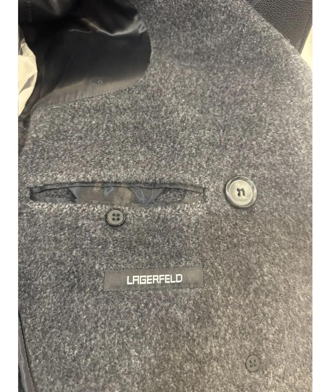 KARL LAGERFELD Серое шерстяное пальто, фото 3