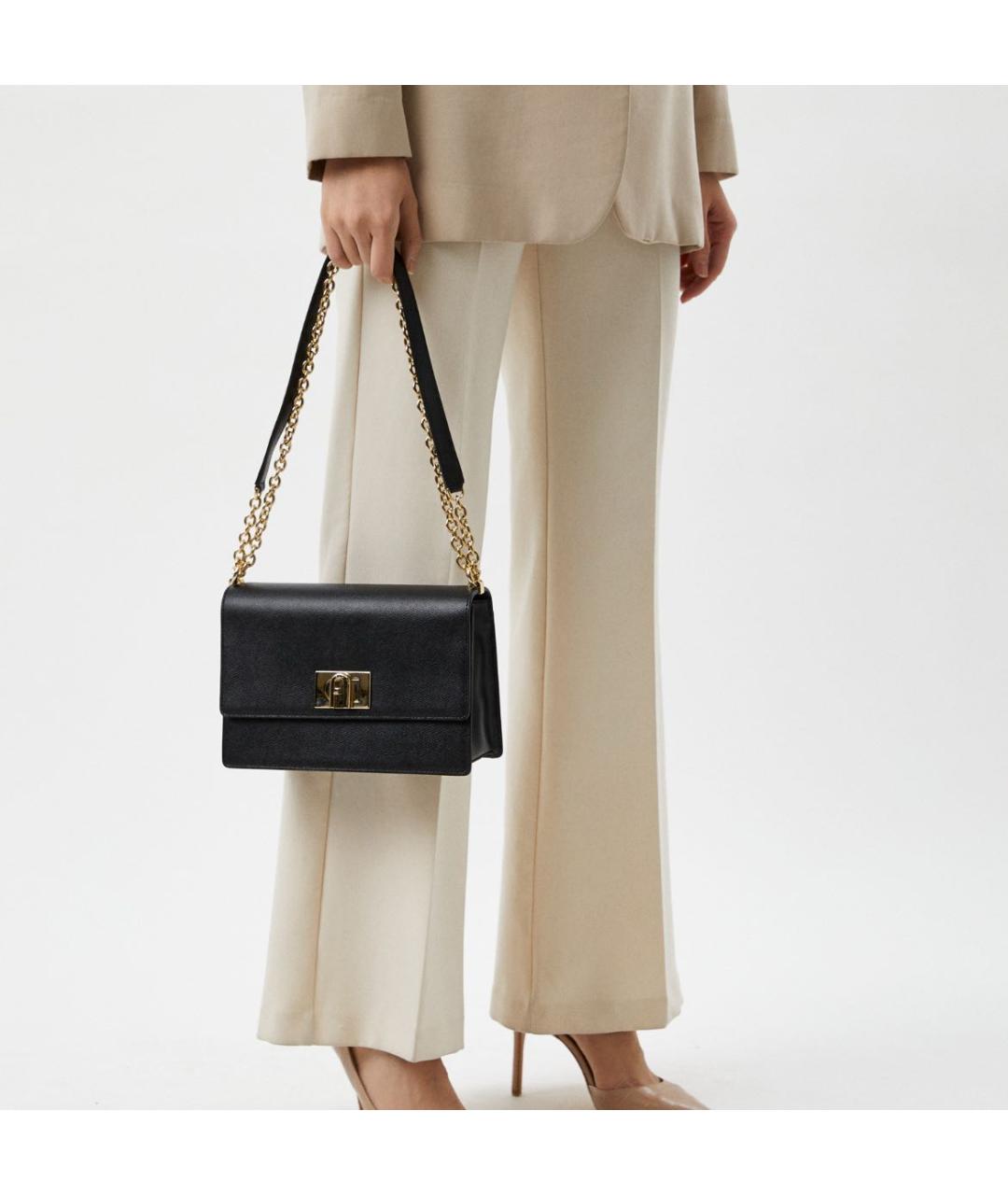 FURLA Черная кожаная сумка через плечо, фото 6