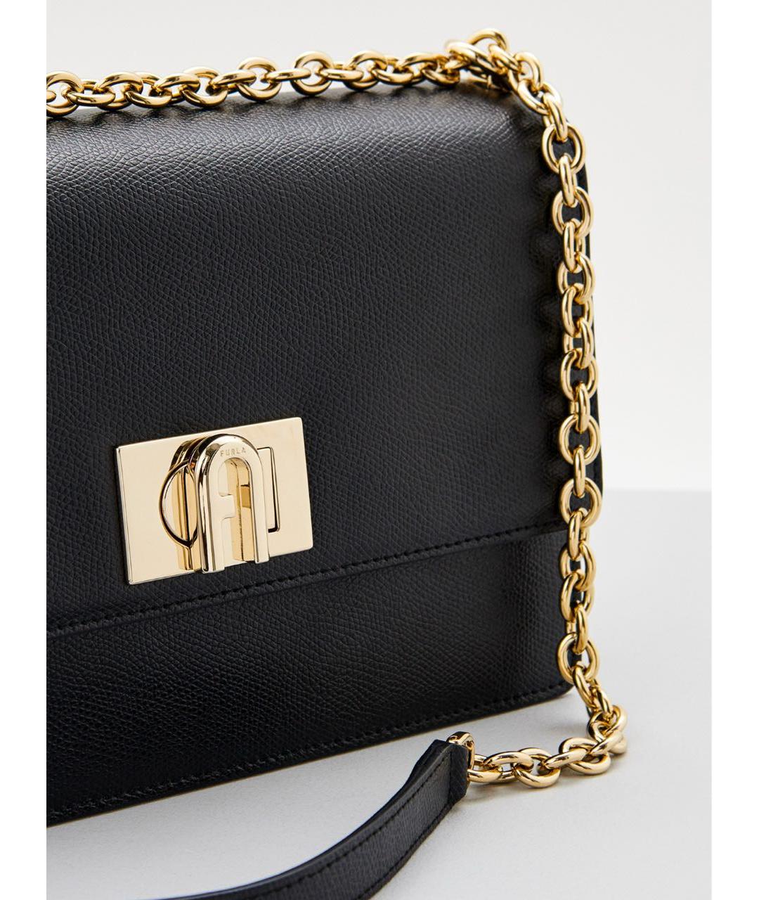 FURLA Черная кожаная сумка через плечо, фото 2