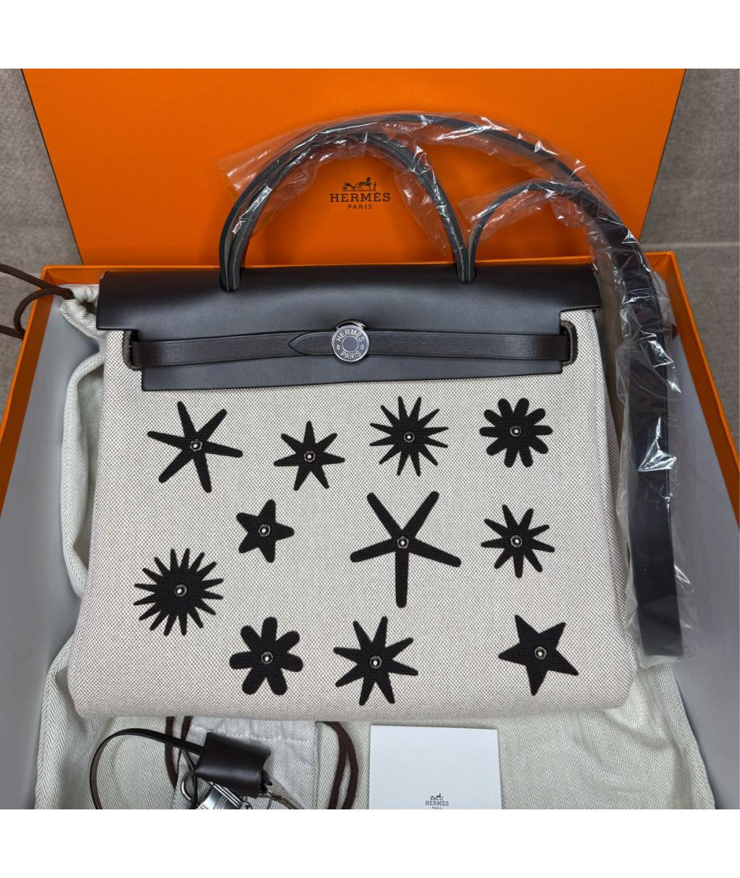 HERMES Коричневая тканевая сумка с короткими ручками, фото 2