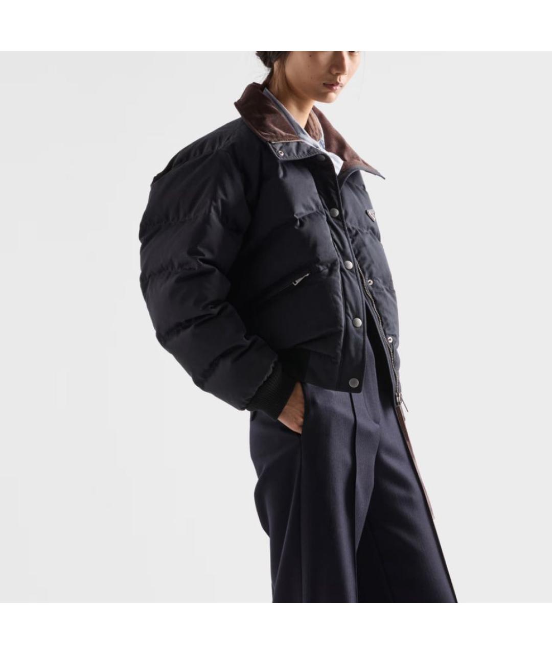 PRADA Черный велюровый пуховик, фото 4