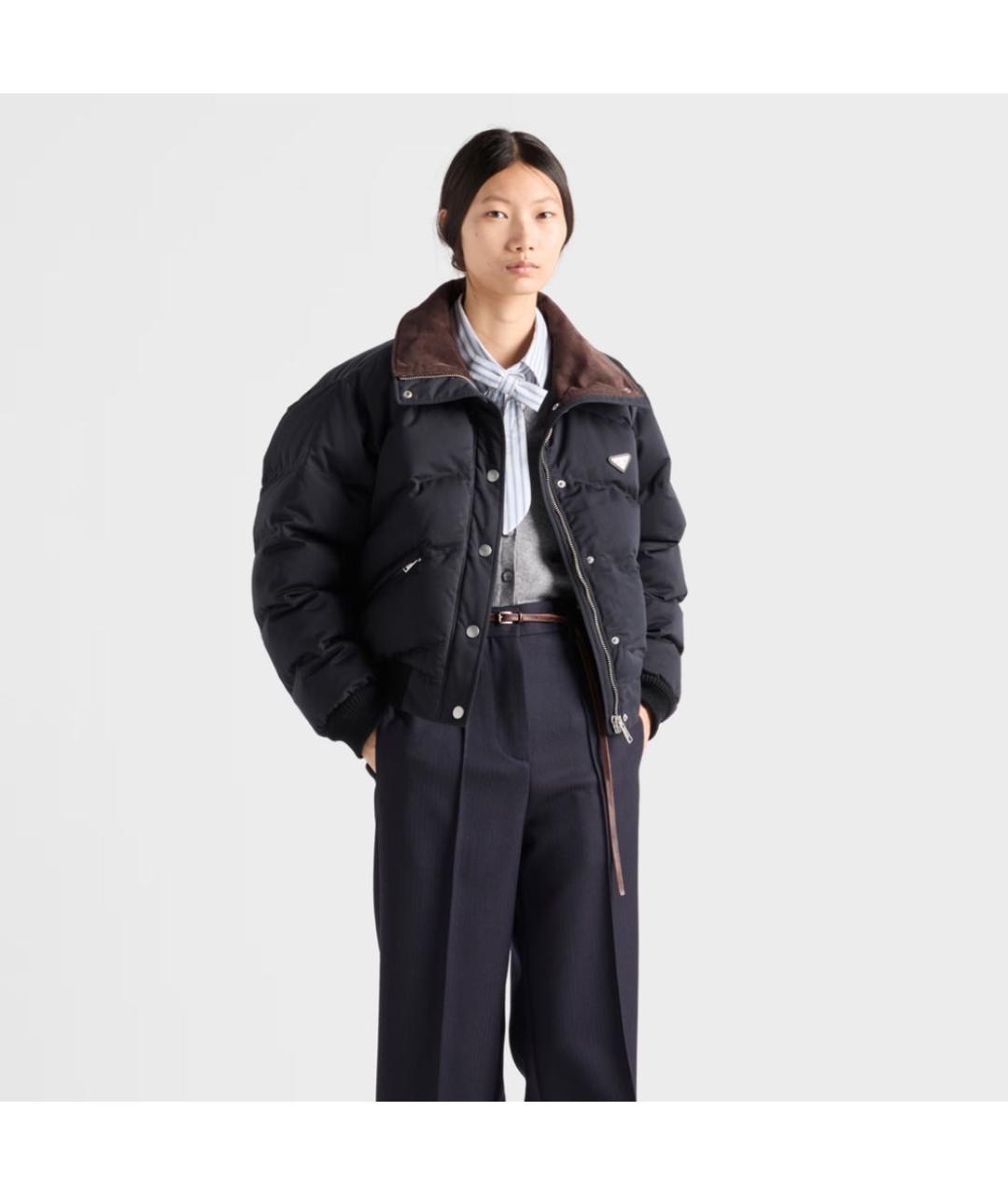 PRADA Черный велюровый пуховик, фото 2