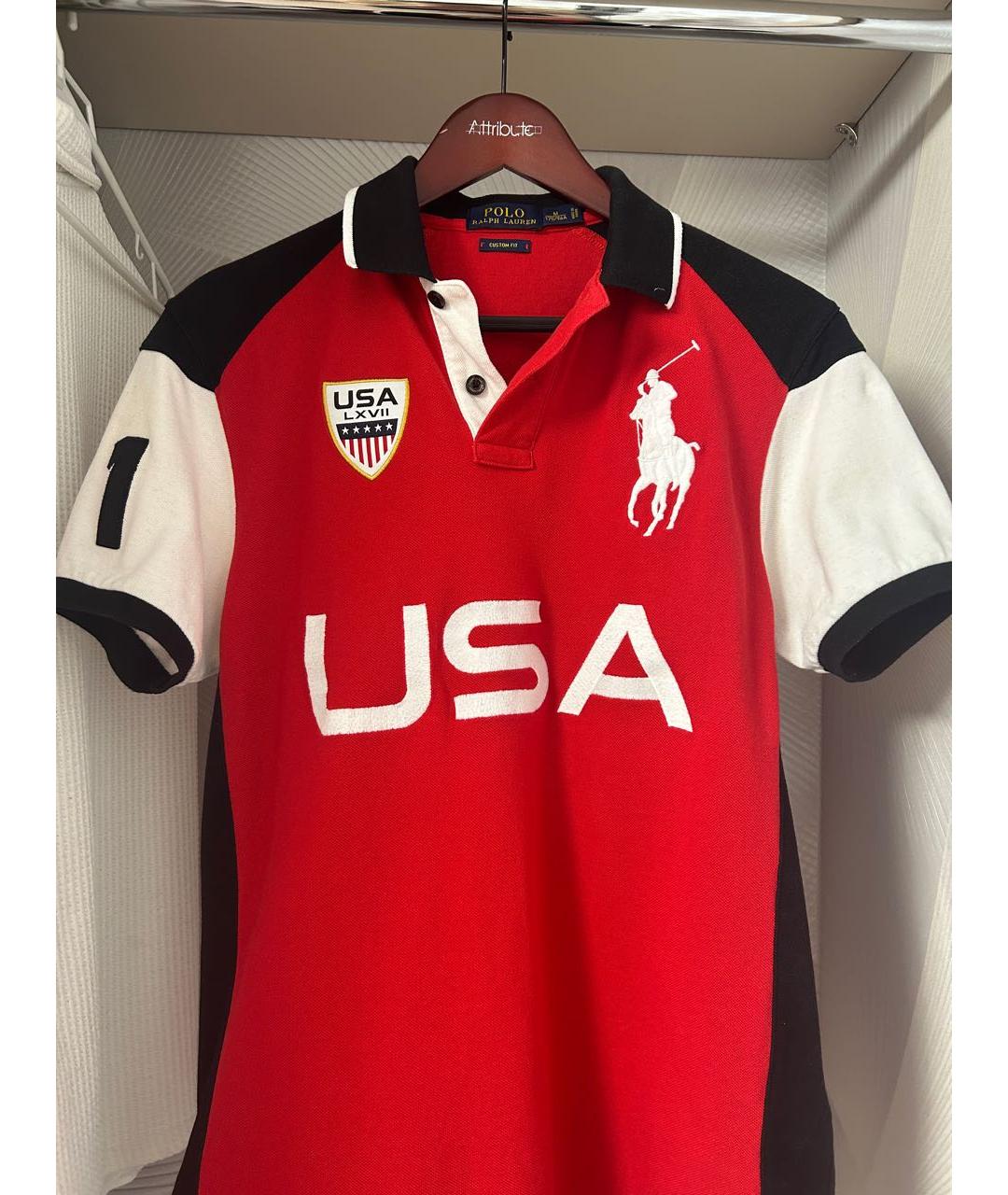 POLO RALPH LAUREN Красное хлопковое поло с коротким рукавом, фото 8