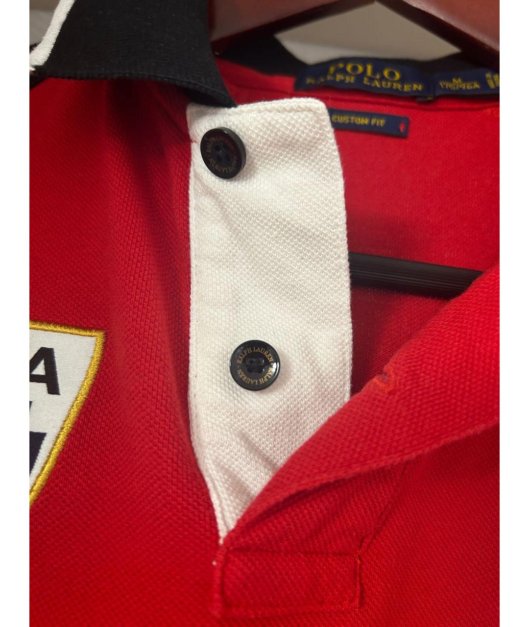 POLO RALPH LAUREN Красное хлопковое поло с коротким рукавом, фото 4