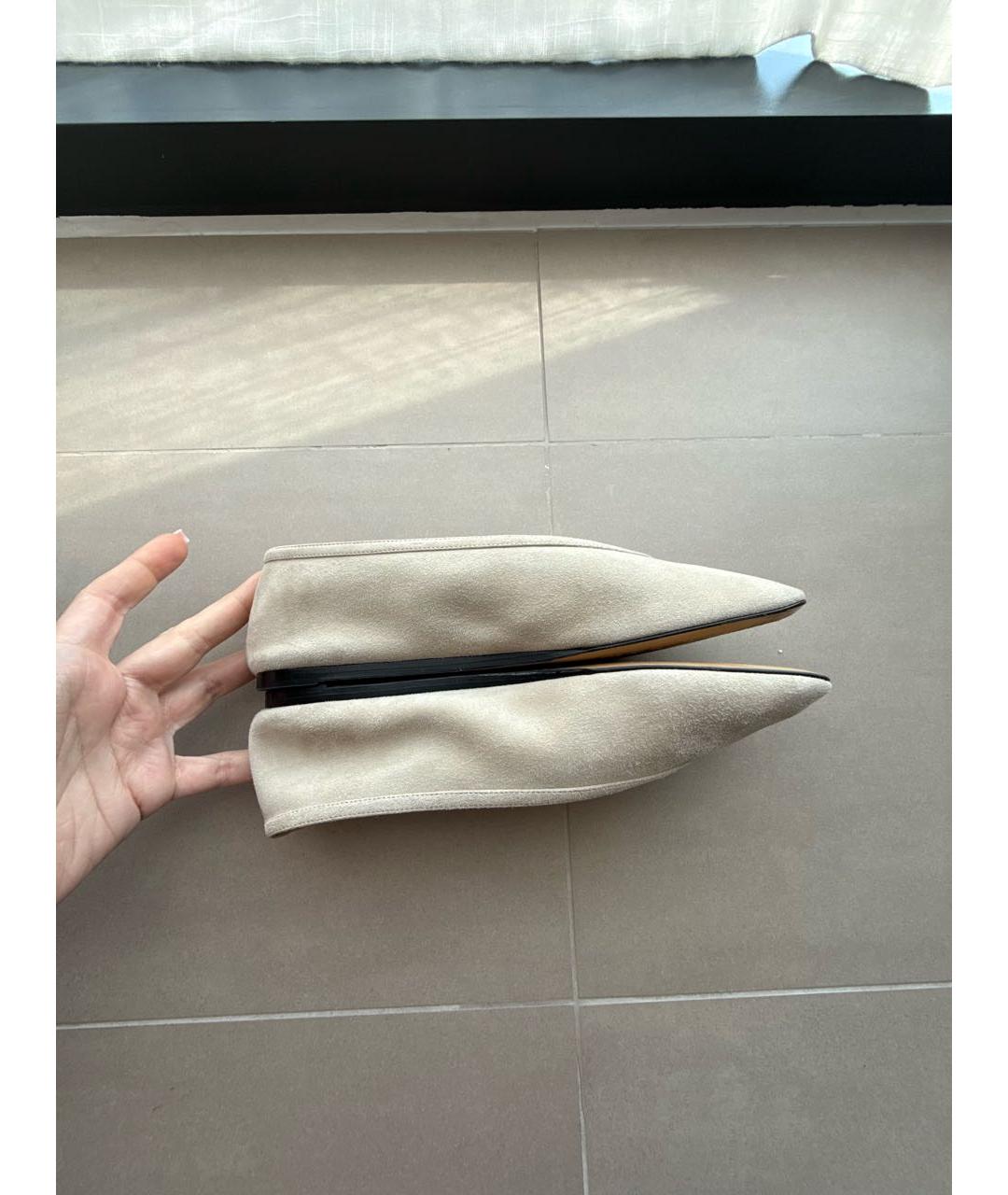 LE MONDE BERYL Бежевые замшевые балетки, фото 3