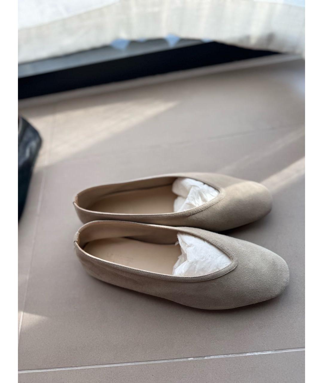 LE MONDE BERYL Бежевые замшевые балетки, фото 2