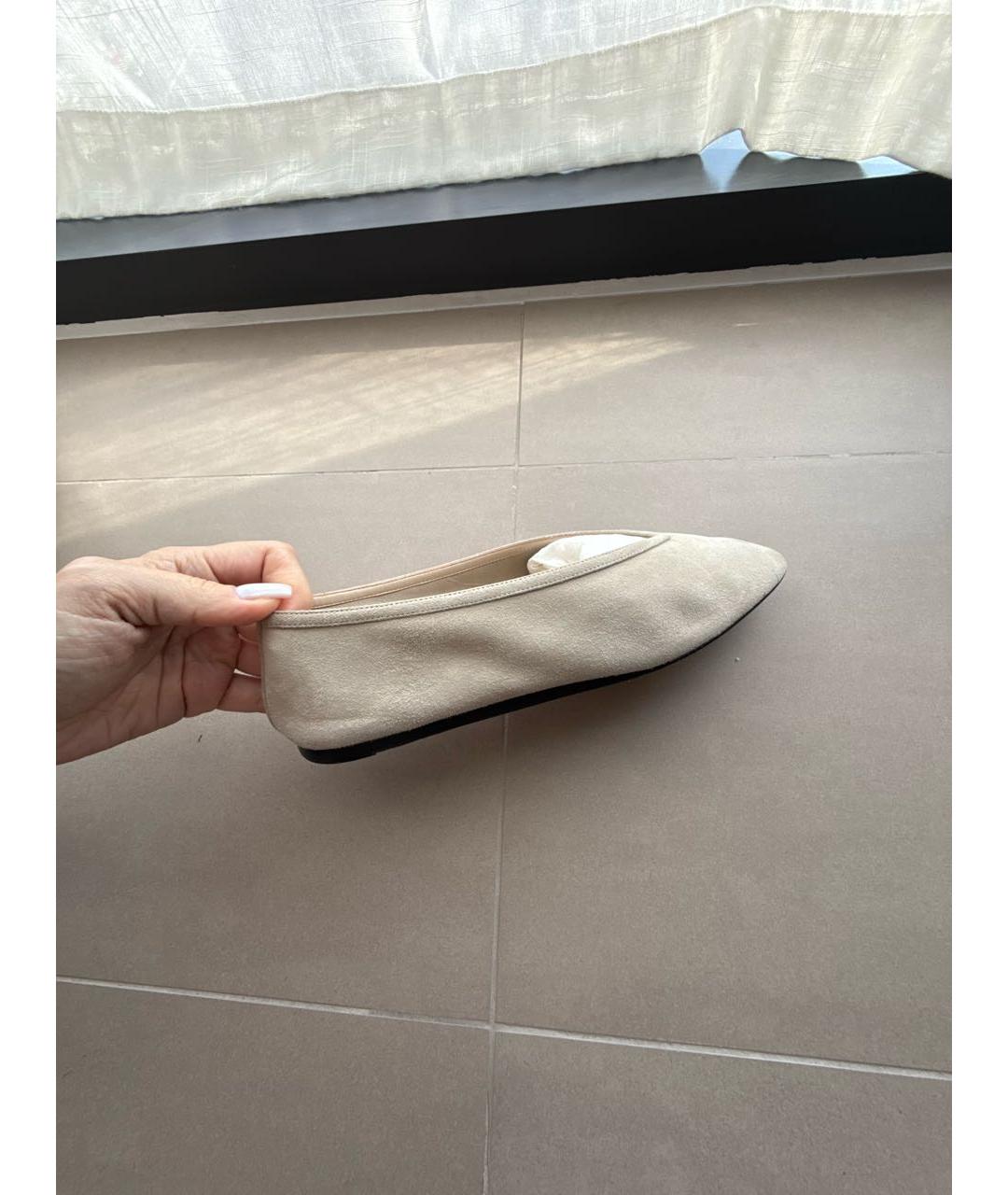 LE MONDE BERYL Бежевые замшевые балетки, фото 5