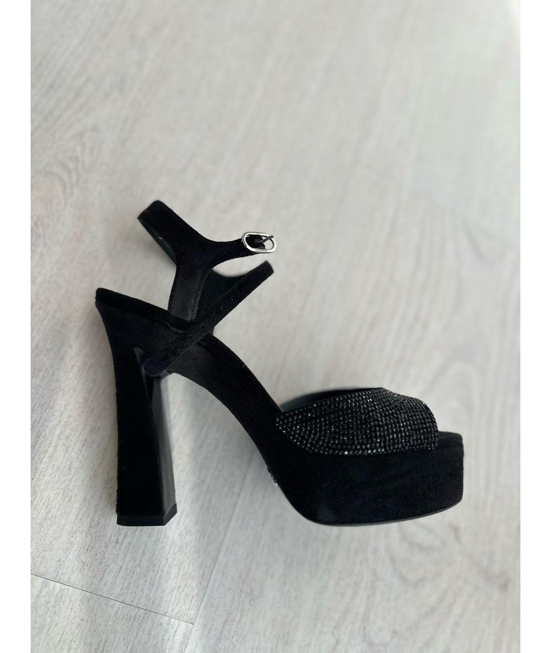 CHANEL Черные замшевые босоножки, фото 6