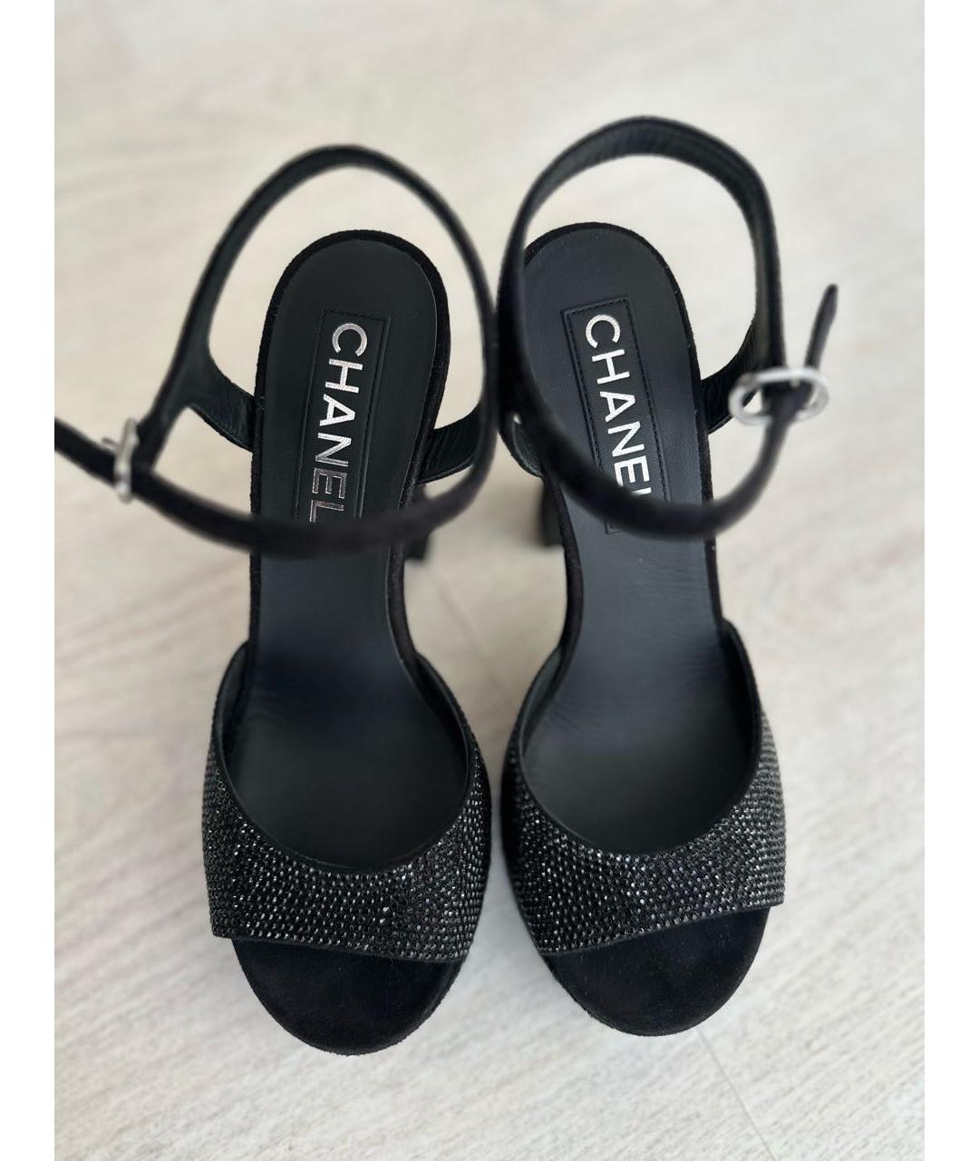 CHANEL Черные замшевые босоножки, фото 2
