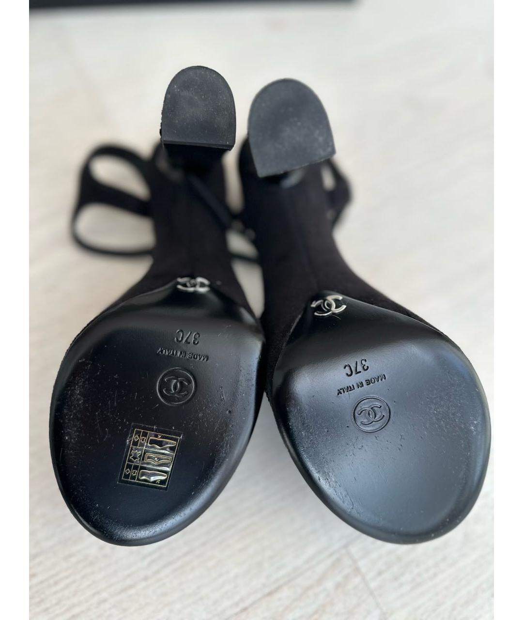 CHANEL Черные замшевые босоножки, фото 3