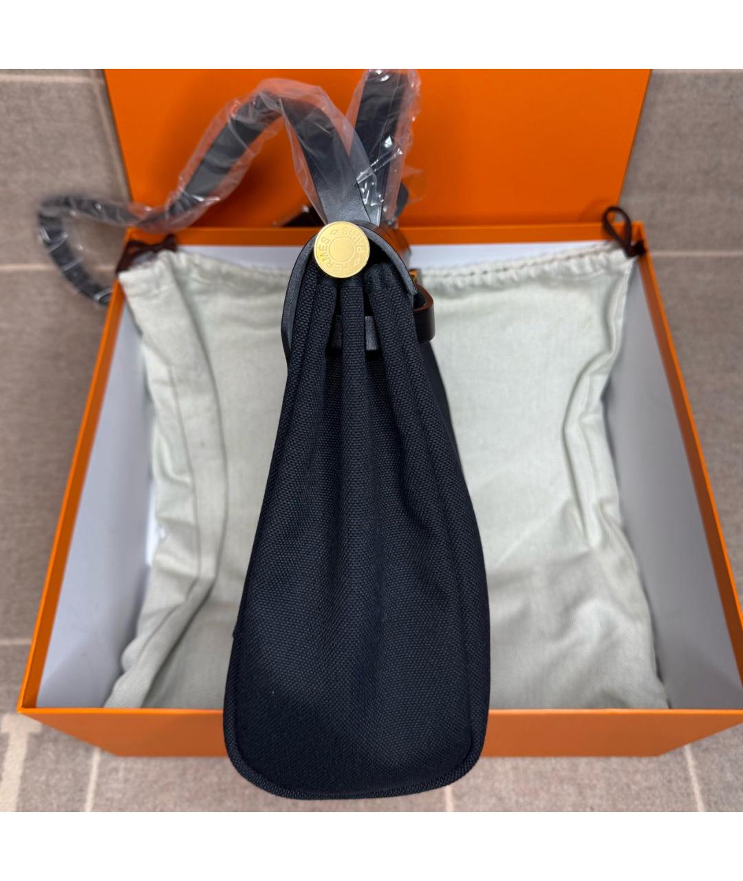 HERMES Черная тканевая сумка через плечо, фото 5